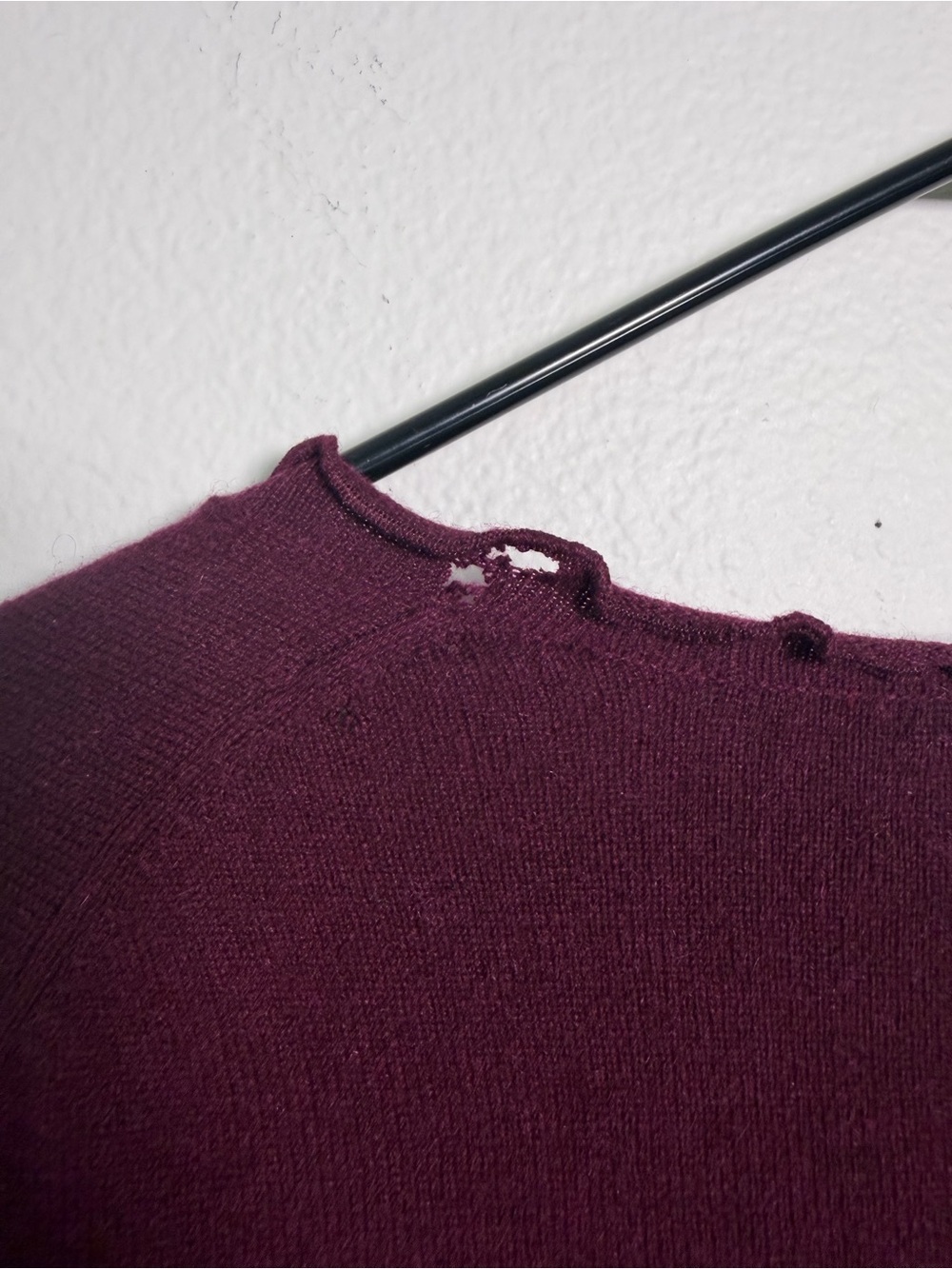 FLAWED INC International Concepts 100% Cashmere Burgundy Ruffle-Trim Cardigan - Picture 4 of 7